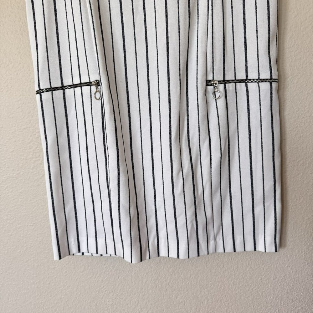 Zara Basic Dress Womens M White Blue Striped Sleeveless Shift Classic Preppy - Picture 3 of 6